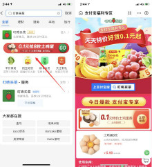 支付宝叮咚买菜0.1元购买8枚土鸡蛋 限部分地区参与